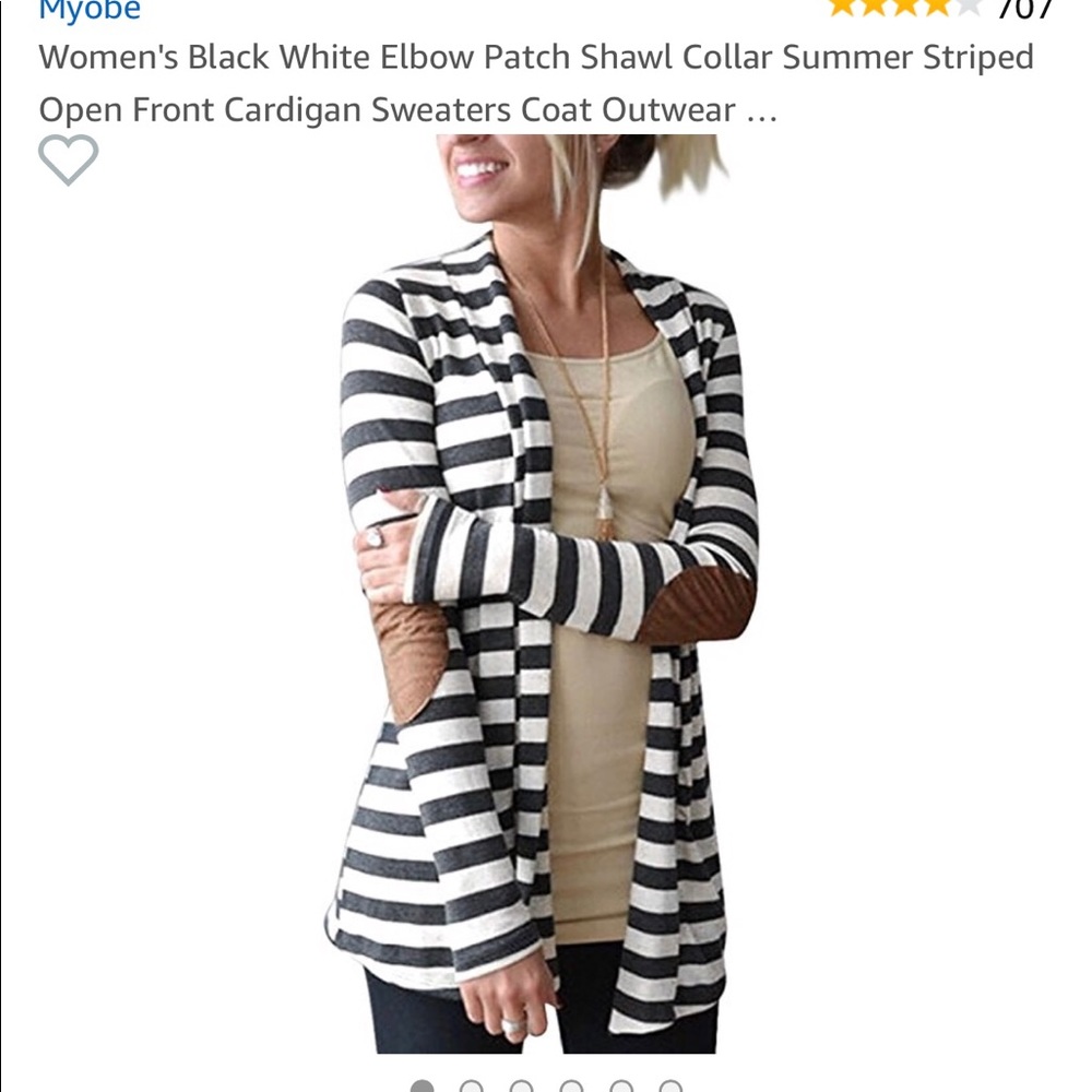 Women's Dark Grey White Elbow Patch Cardigan